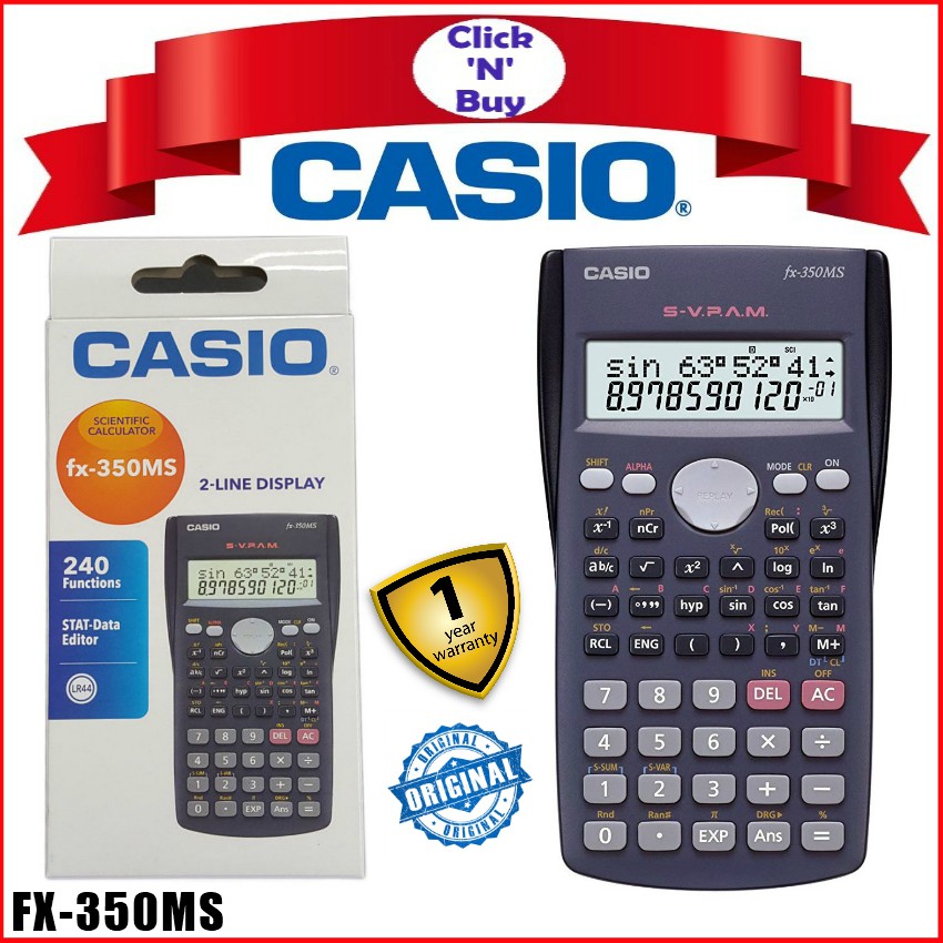 Casio Fx 350ms Scientific Calculator 240 Functions Statistics 2 Line Display New
