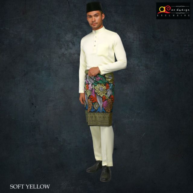 Ar Design Baju Melayu Soft Yellow Uomo Stretch Shopee Singapore