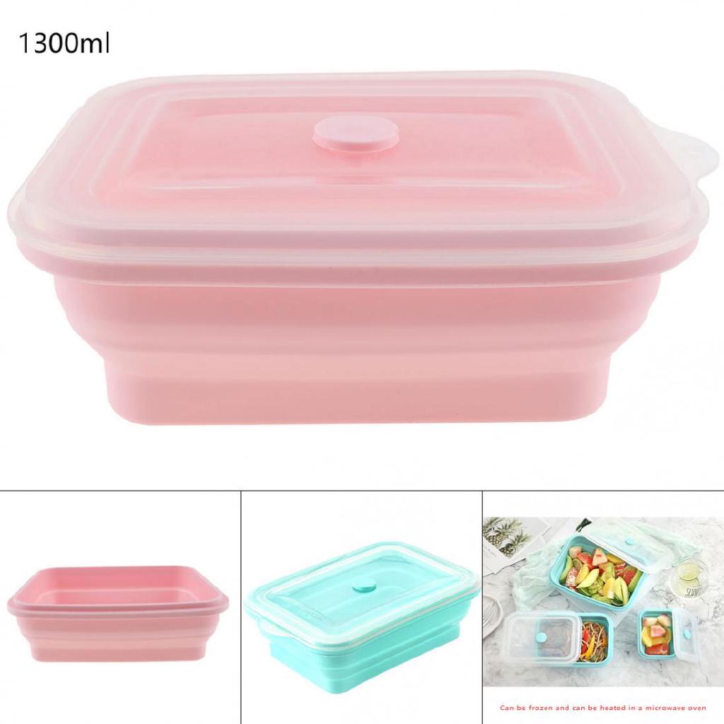 350/500/800/1200ML Silicone Lunch Box Food Storage Container Scalable Folding