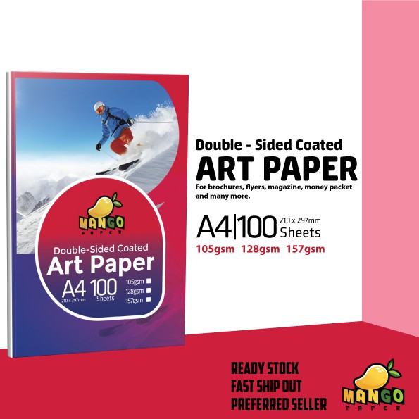2 Sides Glossy Coated Art Paper for Laser and Inkjet (Art Pigment Ink