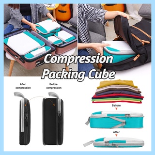 ✅[SG] Compression Travel Packing Cube Set / 4pcs & 3pcs Luggage Organiser/ Large Compression Nylon Travel Bag / Shoe Bag