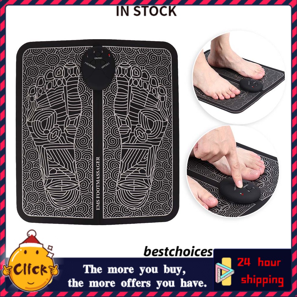 Electric Ems Foot Massage Pad Feet Acupuncture Stimulator Massager