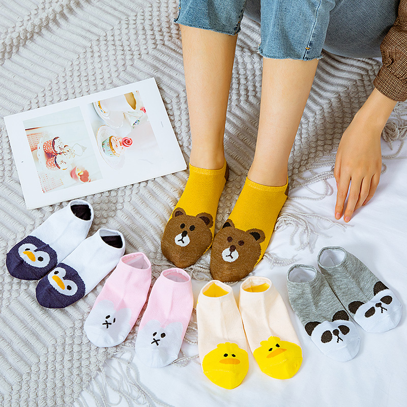 Cute animal cartoon socks bear/bunny/duckling/panda/penguin Ankle socks  women | Shopee Singapore