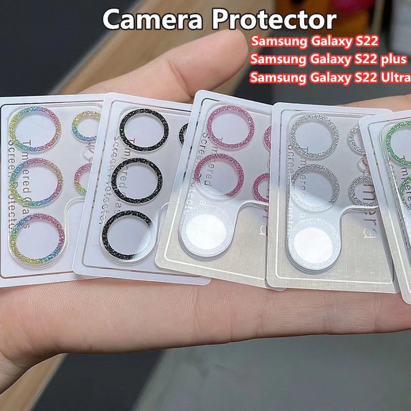Samsung Galaxy S22 Ultra/S22 plus/S22 Camera Lens Protector Tempered Glass Glitter Clear All-inclusive Camera Protector For Samsung S22 Ultra/S22 plus/S22