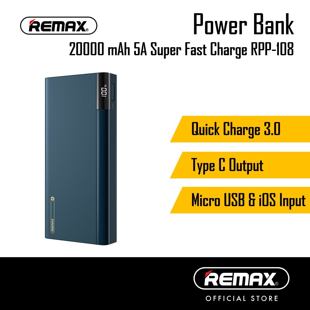 Rpp-108 riji series 20000mah 5a p.d charge qc 3.0 powerbank with 2 usb ...