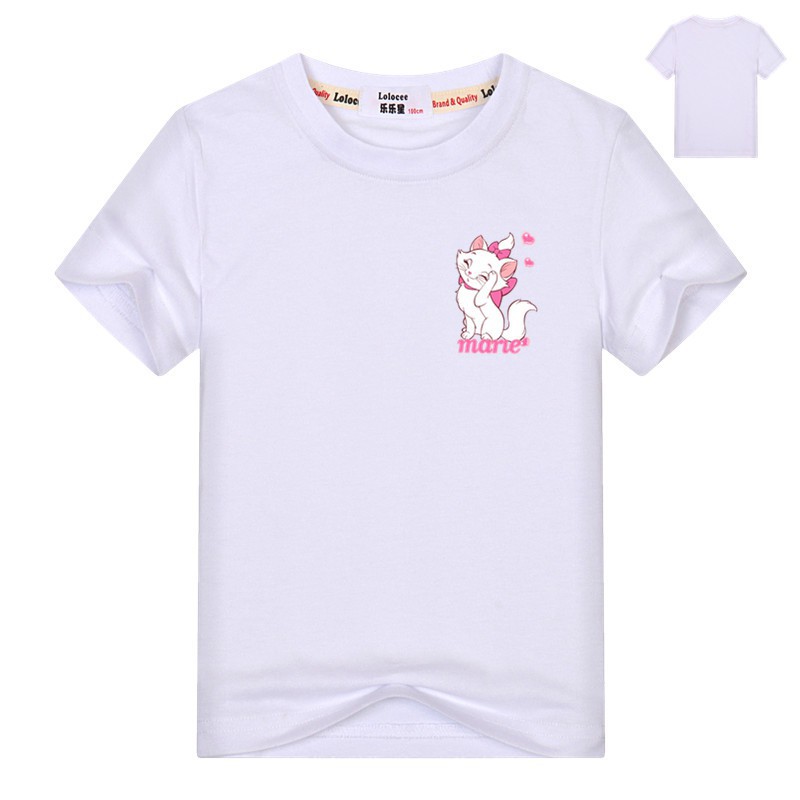 Baby Girls Aristocats Marie T Shirt Kids Cute Kitty Cat Print T Shirt Children Summer Short Sleeve Tees Cotton Tops Shopee Singapore - kitty roblox cute girl outfits