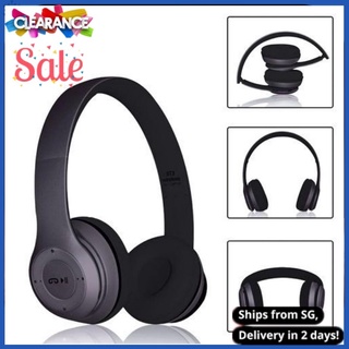 🇸🇬SG Local Stock🇸🇬Bluetooth Over Ear Wireless Foldable Headset 3.5mm Line Hands-free Support MP3 TF Card With Mic