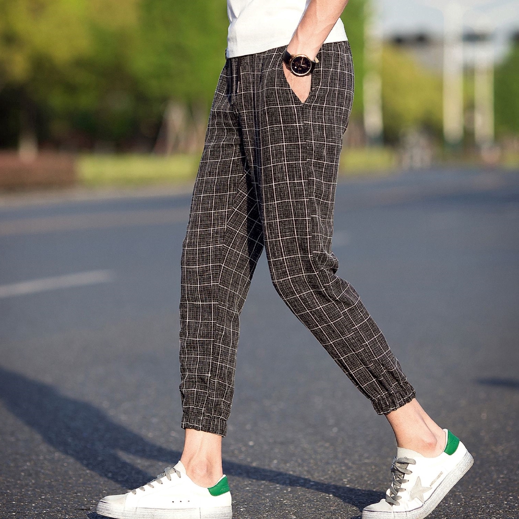 plus size plaid joggers