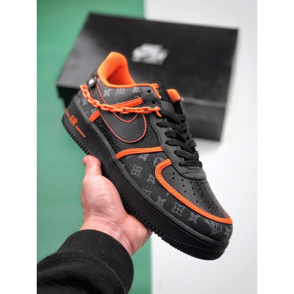 black and orange air force ones