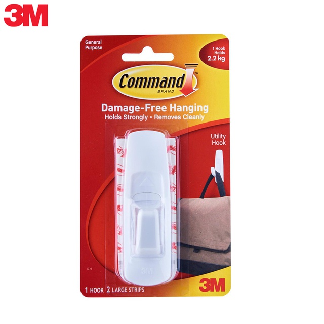 3m Command 17003 Large Hook 1 Pcs 2 Strips