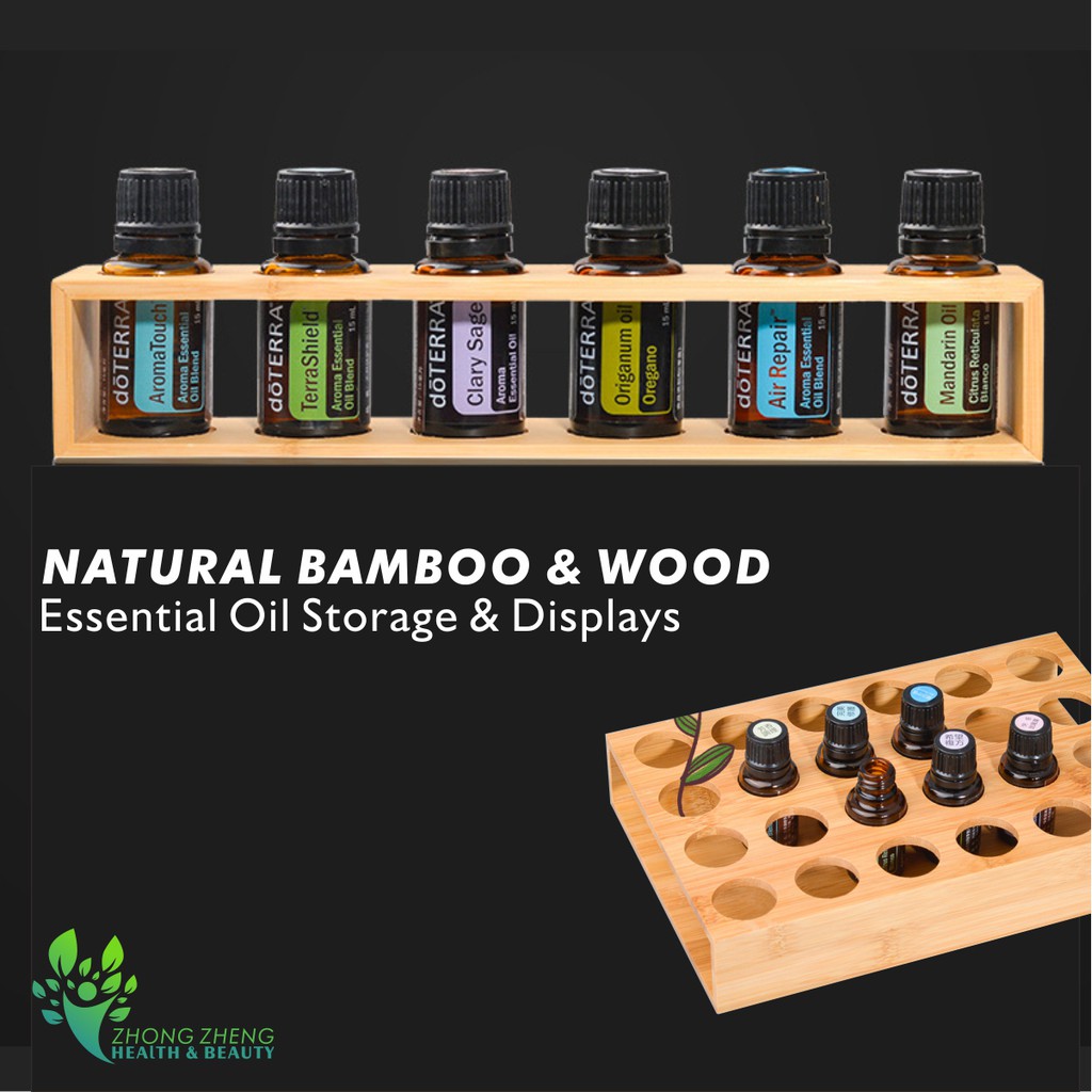 NATURAL BAMBOO & WOOD Essential Oil Storage & Displays Modern Open Sided Essential Oil Tray(For 15ml)