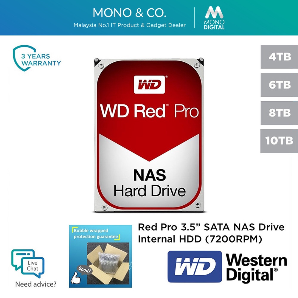 Western Digital Wd Red Pro Nas 10tb 8tb 6tb 4tb Network Attached Storage 70rpm Sata Iii Internal Hdd Hard Disk Shopee Singapore
