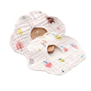 2Pcs 360 Rotating Baby Drool Pad Petal Round Feeding Bib Burp Absorbent Double Cotton Cloths Saliva Towel #8