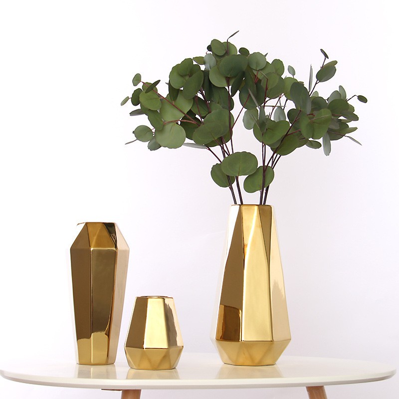 Gold Simple Nordic Style Electroplated Geometric Abstract Ceramic