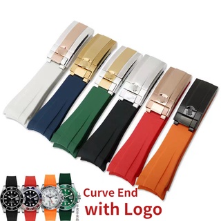 Arc Silicone Bracelet 20mm for Rolex GMT Daytona Submariner with Logo Strap Soft Rubber Watch Band Replacement