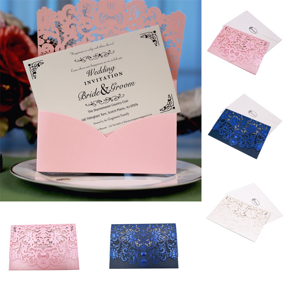 10pcs Delicate Carved Romantic Wedding Party Invitation Card