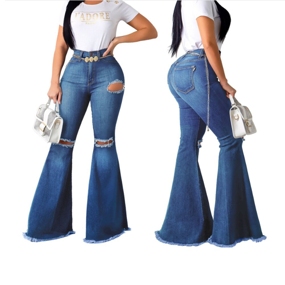 high waisted wide flare jeans