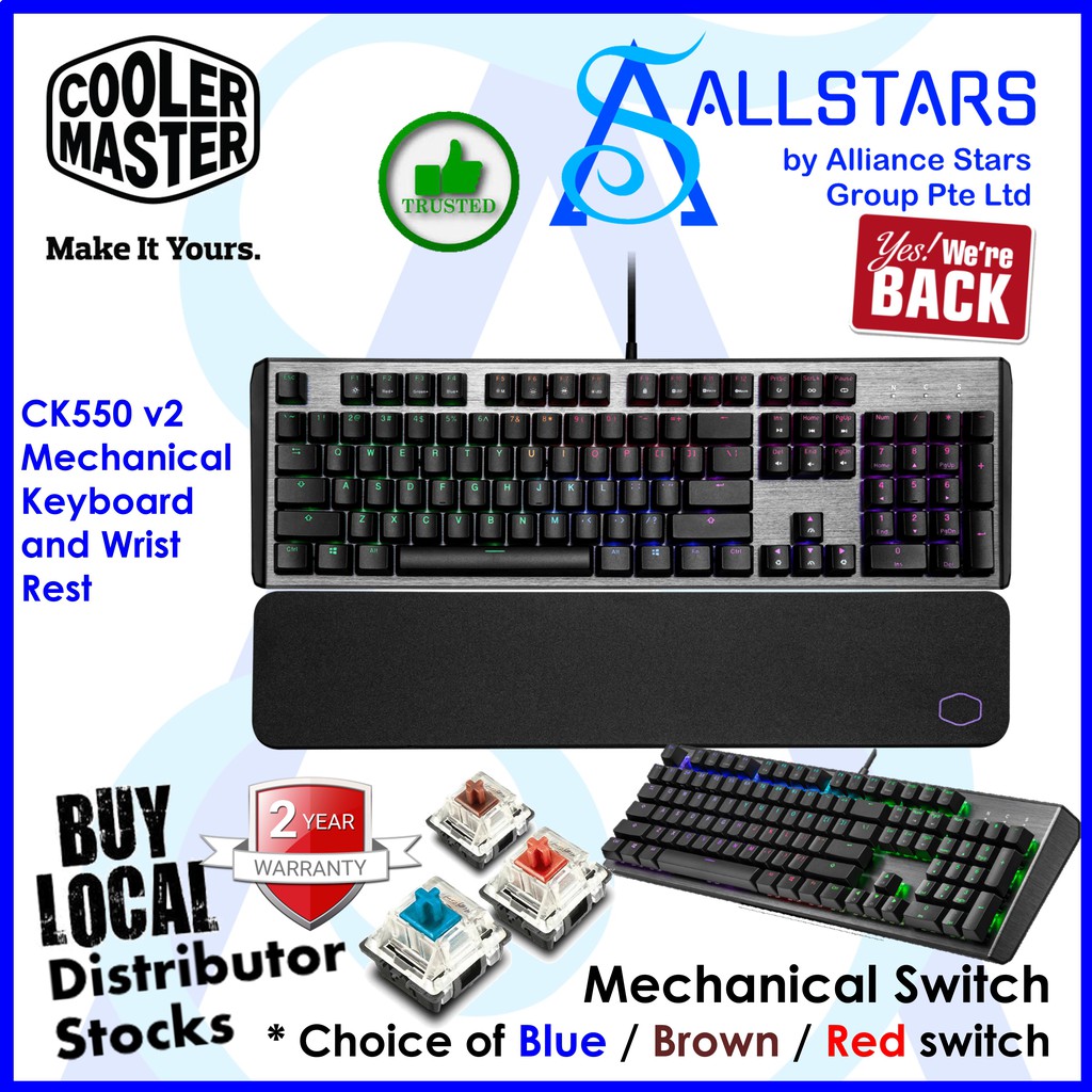 Cm Cooler Master Coolermaster Ck550 V2 Rgb Mechanical Keyboard And Wrist Rest Ck 550 Gktl1 Us Warranty 2years Shopee Singapore