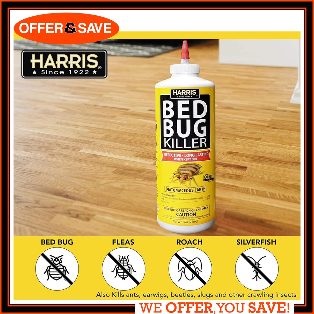 Harris HDE8 Bed Bug Powder Diatomaceous Earth 8oz (226G) Shopee