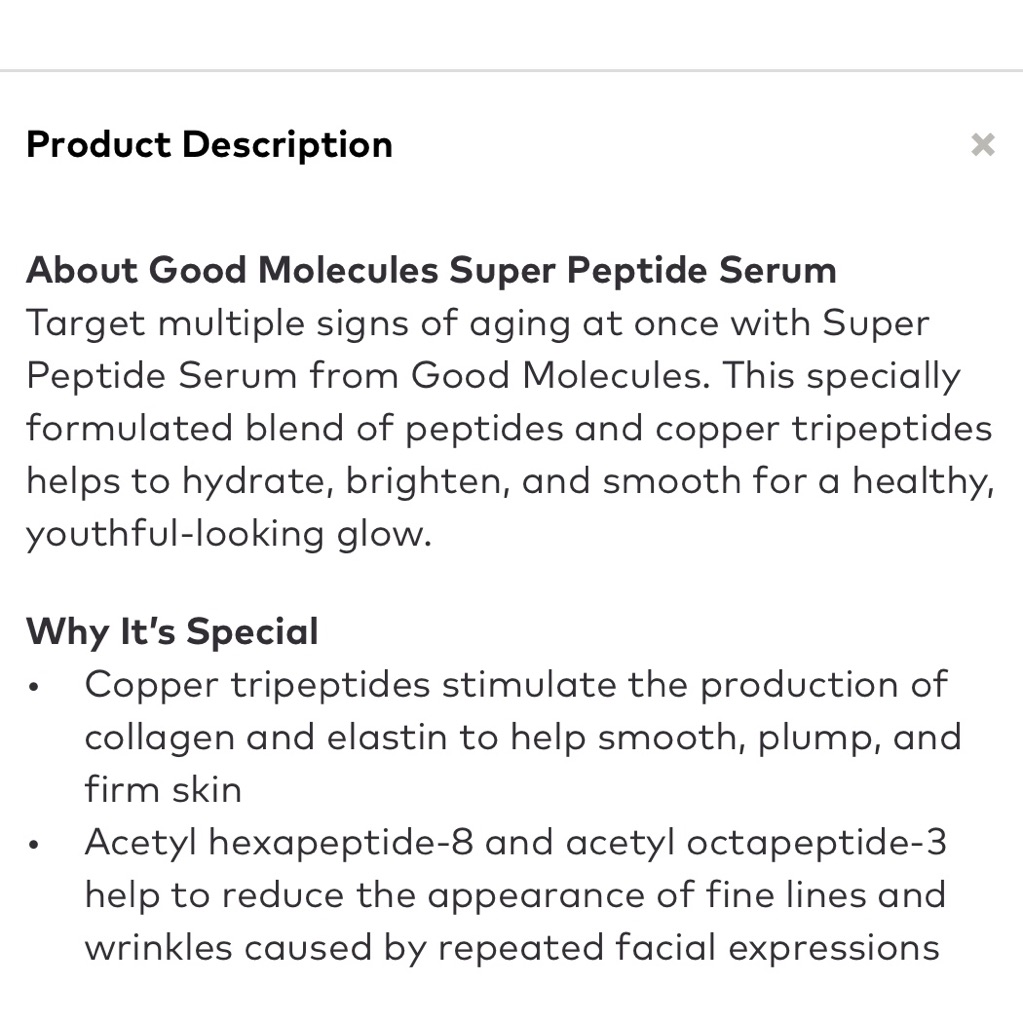 super peptide serum good molecules reseña