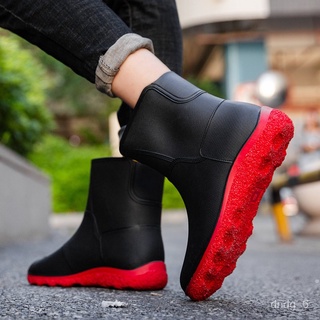 XD.Store Waterproof Shoes Men's Rain Boots Short Tube Rain Boots Men's Low-Top Rubber Boots Middle Tube Non-Slip Kitchen