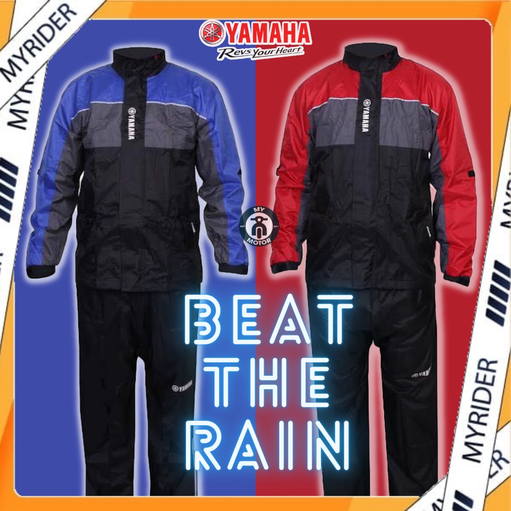 Shop Malaysia Myrider 100 Original Yamaha Raincoat Waterproof Rain Jacket 2 Layer Baju Hujan Motor Blue Red Y15zr Lc135 R25 R15 Shopee Singapore