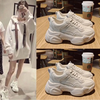 Image of MAY Ins Sneakers Thick Bottom Daddy Shoes Korean Student Small White Women Shoes