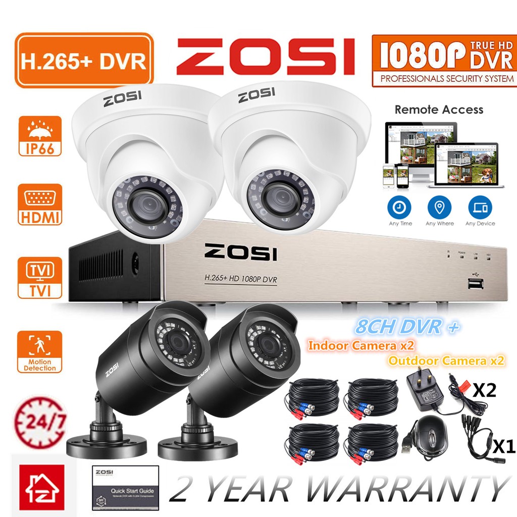 CASPERi CCTV Security Camera Dome HD 2MP IR Night Home Surveillance In/Outdoor 