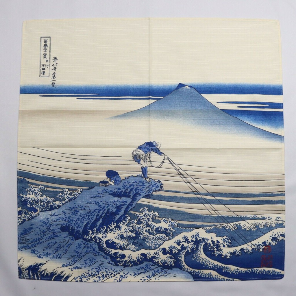 Red Mt.Fuji Hokusai Handkerchief Luncheon Mat Furoshiki Ukiyoe Tapestry Japan 
