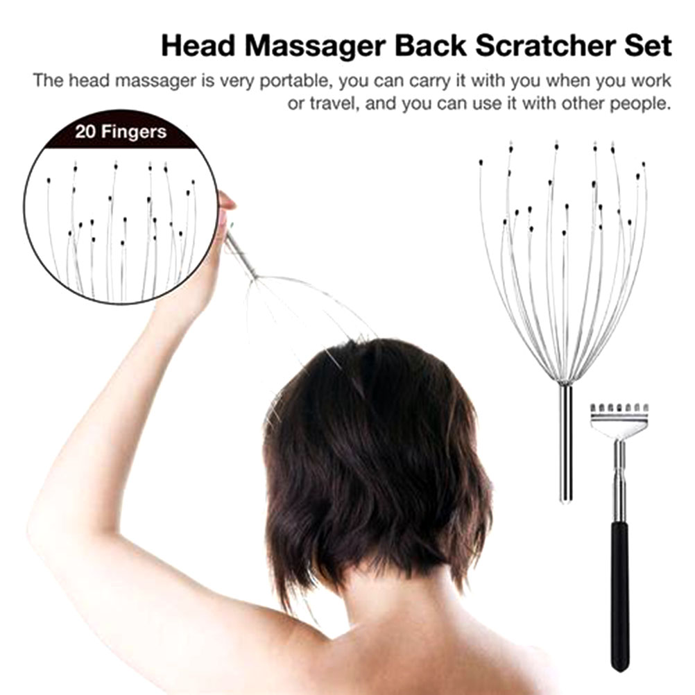 Head Massage And Retractable Back Massager Set, Head Massager Spider