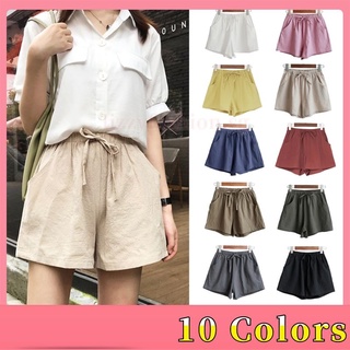 Image of 10 Colors Summer New Women Cotton And Linen Shorts Sports Loose Casual High Waist Plus Size A Word Linen Wide Leg