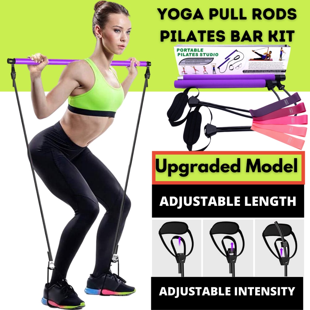 Upgraded 2022 Pilates Bar Yoga Stick with Adjustable Resistance Band for  Fitness Body Abdominal Resistance Bands | Shopee Singapore