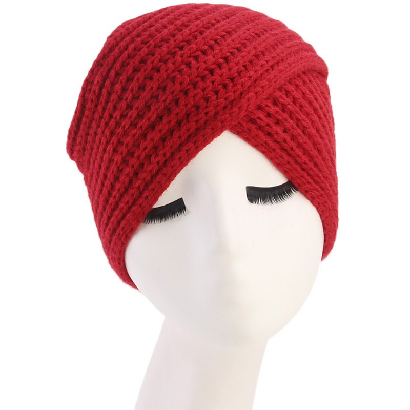 San Women Men Knitted Turban Hat Cross Twist Chemo Hair Wrap