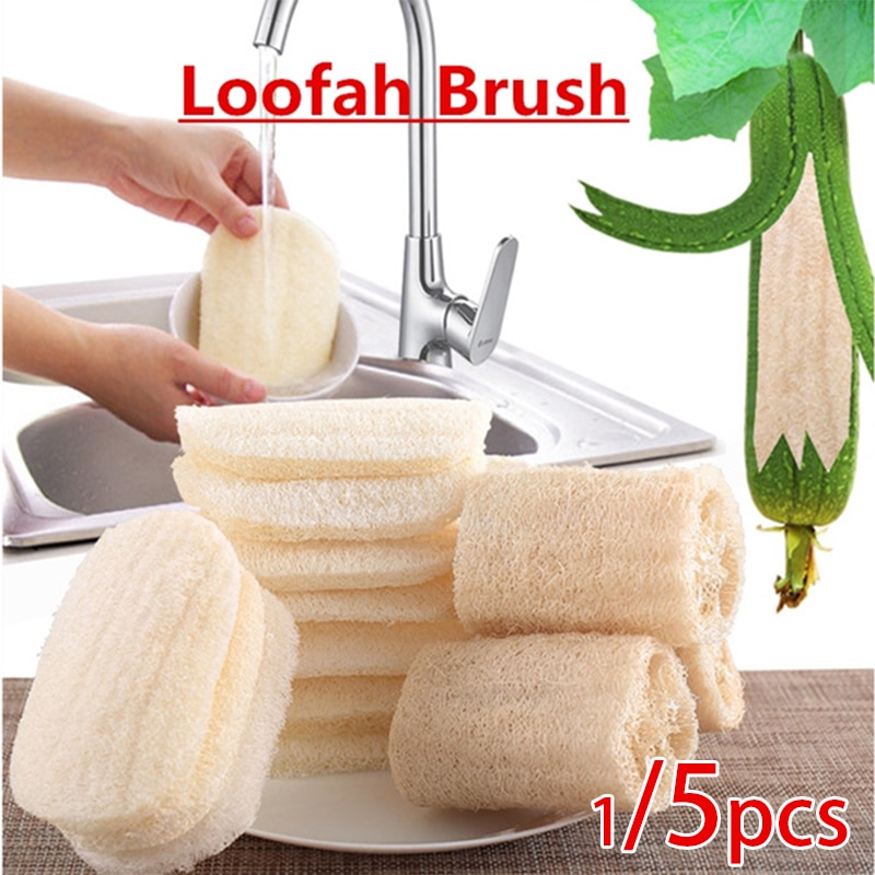 Natural Loofah Dishwashing Cloth Scrub Pad Dish Bowl Pot Scrubber
