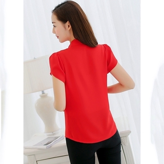 Image of thu nhỏ Women Fashion Casual Short Sleeves Chiffon Formal Office Blouse Plus Size #8