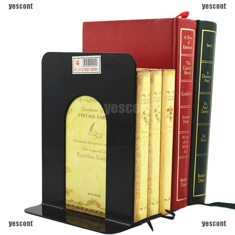 2Pcs 6.7"L-Shaped Bookend Anti-skid Solid Metal Shelf Book Case Holder Home  Gc 
