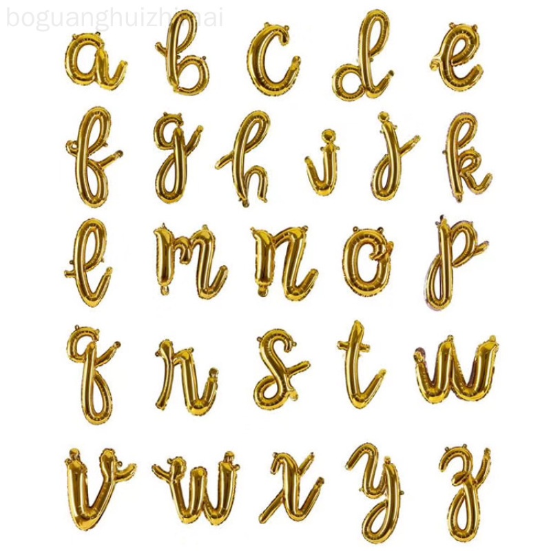 16inch Gold Air Foil Script Cursive Letters A-Z Symbols Balloons Ball Birthday Party Decorations Kids Baby Shower Customize Phrase Words BHXJP