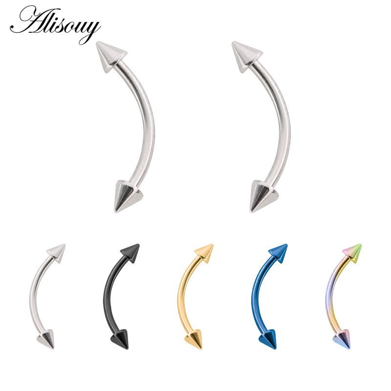 1pc Steel Belly Button Piercings Ear Studs Segment Ring Nose Ring Lip Eyebrow Piercings Industrial Barbell Body Jewelry Piercing,Style 12,Black 