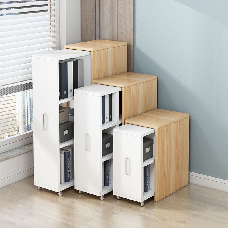 Bookshelf dustproof mobile bookcase with wheels bookshelf pullout