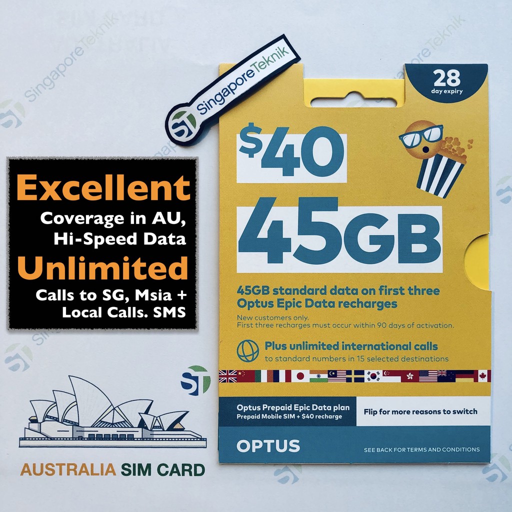 Australia Mobile Prepaid Sim Card Data 4g Telstra Optus Au Syd Melb Pocket Wifi Travel Dataroam Simcard Perth Gold Coast Shopee Singapore