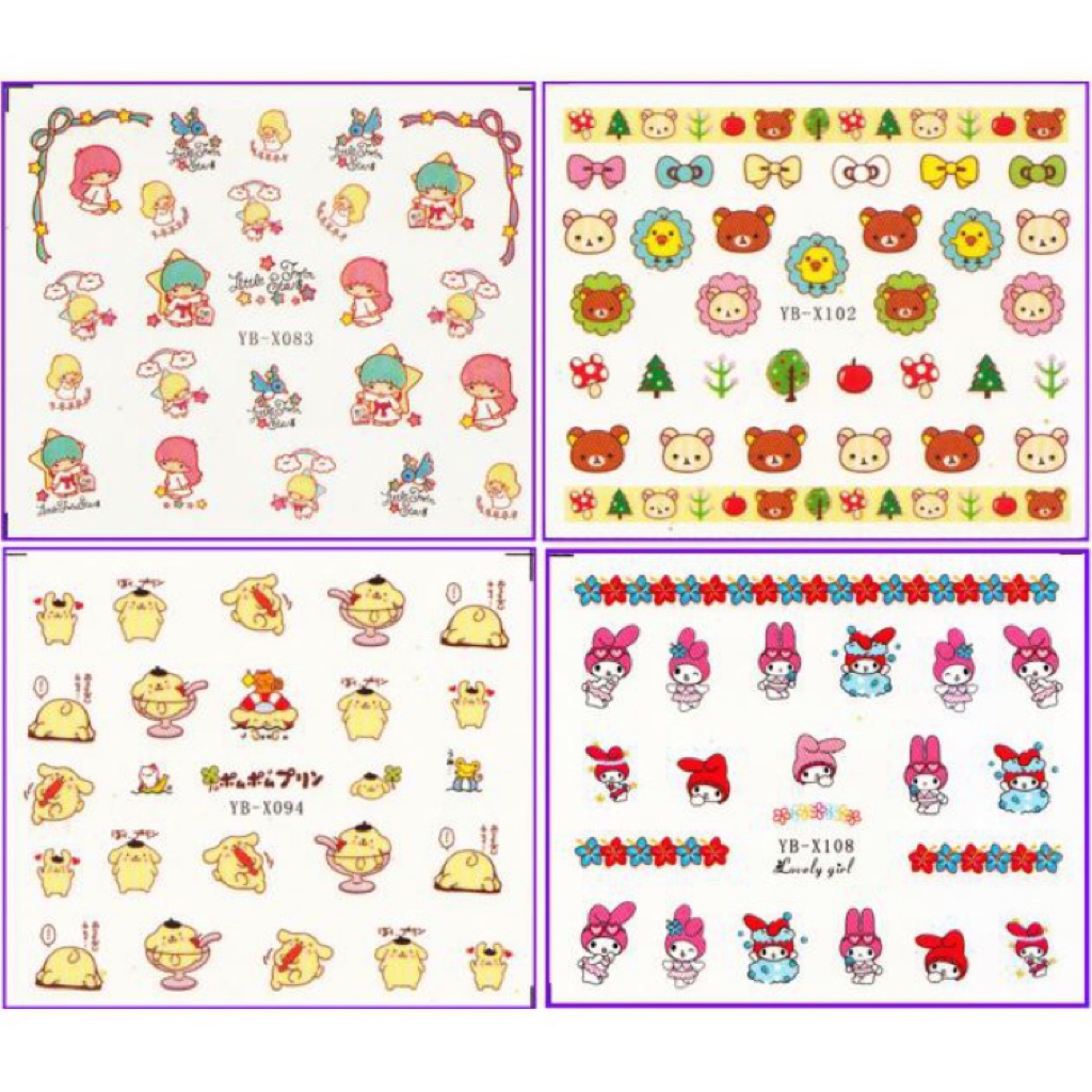 Sanrio Nail Stickers Pom Pom Purin Rilakkuma Twinstars Melody Shopee Singapore