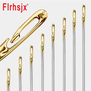 12 PCS New sewing needle No need to thread the needle Just hook the wire in Needless Tail Side Opening hole Stainless Steel Hand Sewing Needles DIY Elderly blind Multi-size Darning