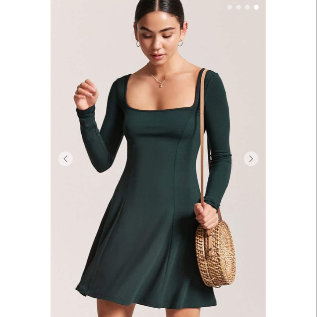 square neck fit and flare dress