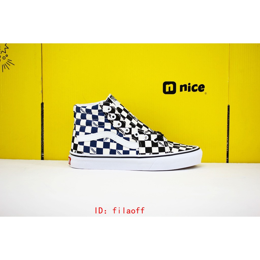 yellow checkered high top vans