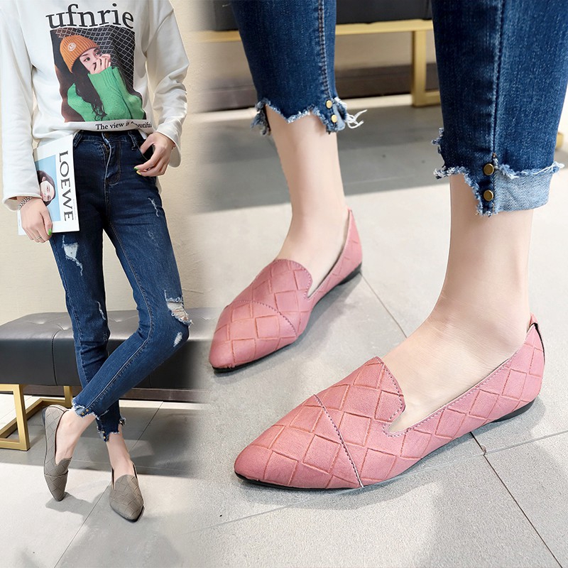 ladies pink flat shoes