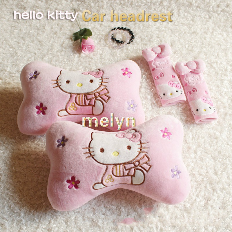Hello kitty car headrest bone head neck pillow car cartoon plush car interior decoration