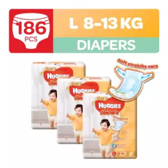Huggies Gold Diapers L (813kg) 62 X 3 Packs 186 Pcs Shopee Singapore