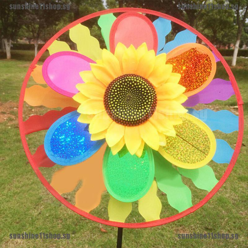 New Sunflower Windmill Wind Spinner Decoration Home Yard Garden Decor 