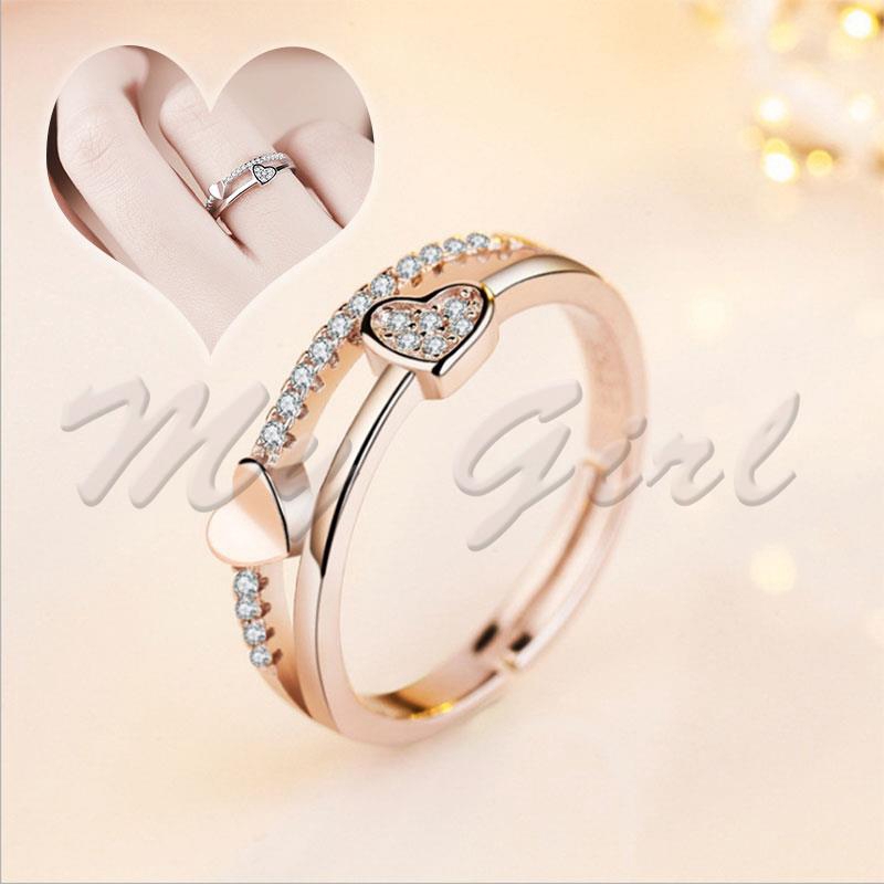 SY Love Ring Lovers Ring Silvery Ring Plate with Silver Jewelry Zircon ...