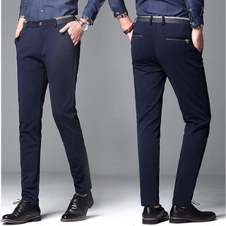 Men Formal Pants Office Stretchable Elastic Slim Fit Thin Long Trousers ...